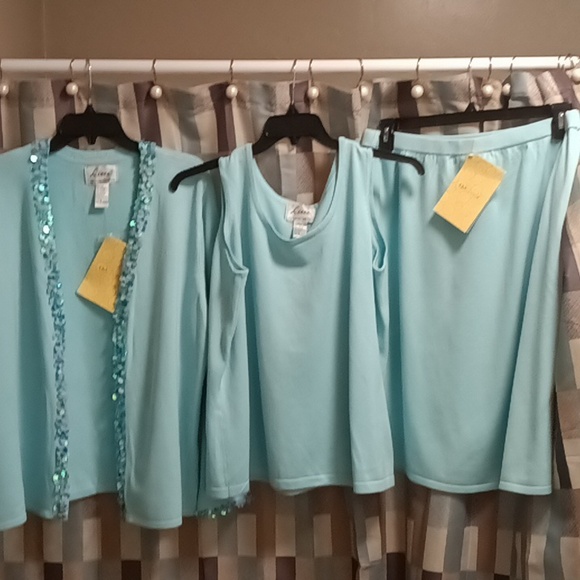 FINAL PRICE NWT Linea by Louis Dell'Olio acrylic blend 3-pc skirt suit 1X - Picture 4 of 15